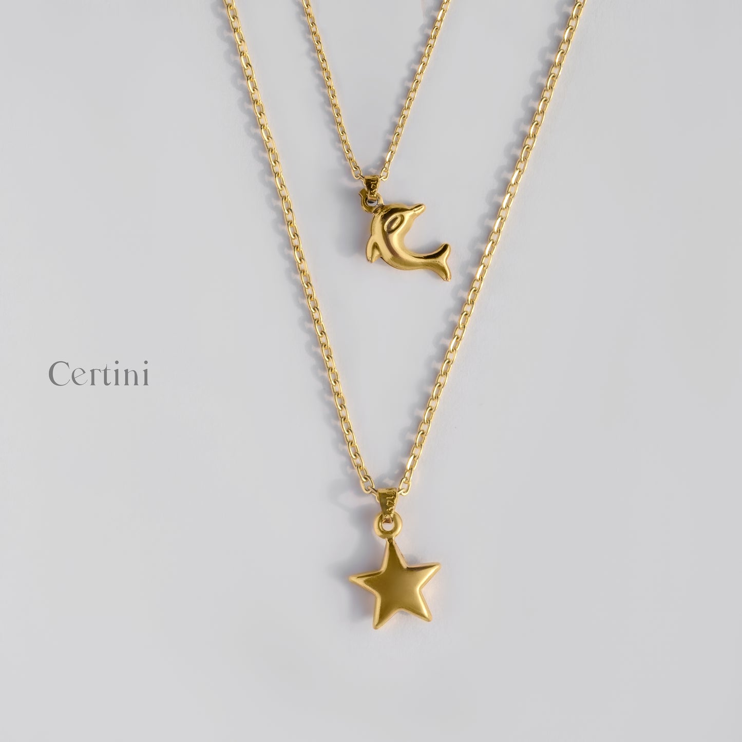 18K Star and Dolphin Pendants